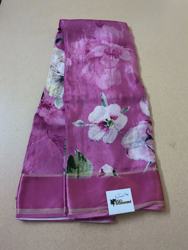 Pure Crepe With Satin Border  - Fuchsia Pink