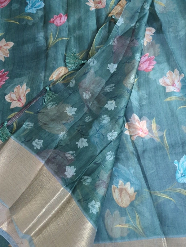 Organza Weaving Digital - Pine Green 4