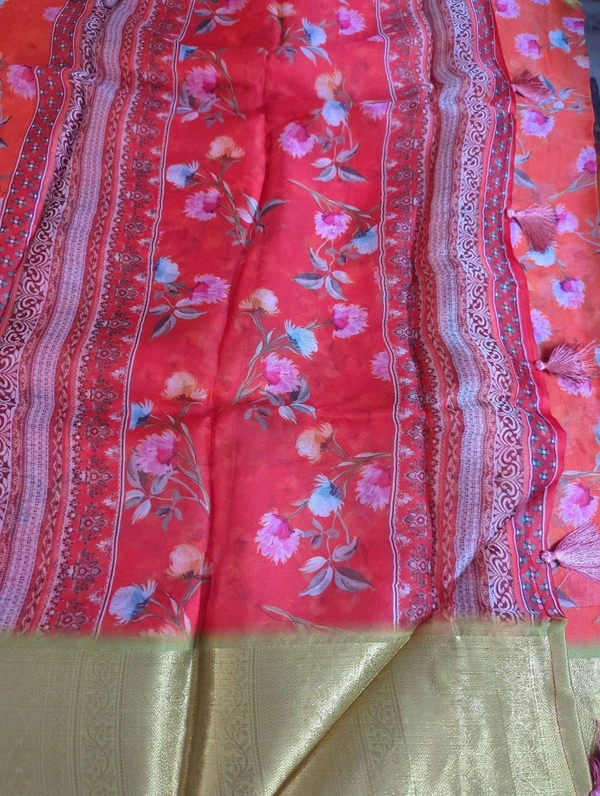 Organza Weaving Digital - Red Orange 26