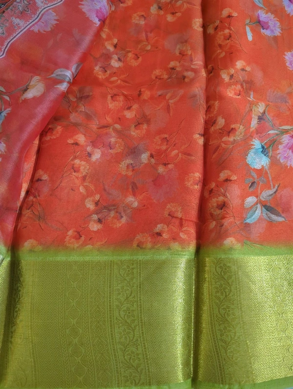 Organza Weaving Digital - Red Orange 26