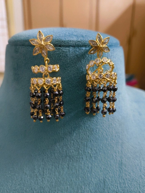 Gold Copy Jhumkas Screw Back  - Black, 1 WEEK DISPACH TIME, HD
