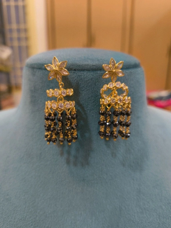 Gold Copy Jhumkas Screw Back  - Black, 1 WEEK DISPACH TIME, HD