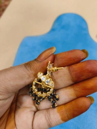 Gold Copy Jhumkas Screw Back  - Black, 1 WEEK DISPACH TIME, HD