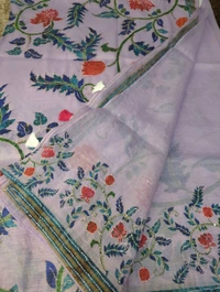 Tusser Crush Hand Work  - Mauve
