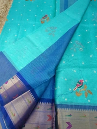 Kota With Embroidery  - sky blue