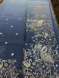 Soft Organza With Pita Work  - Navy Blue