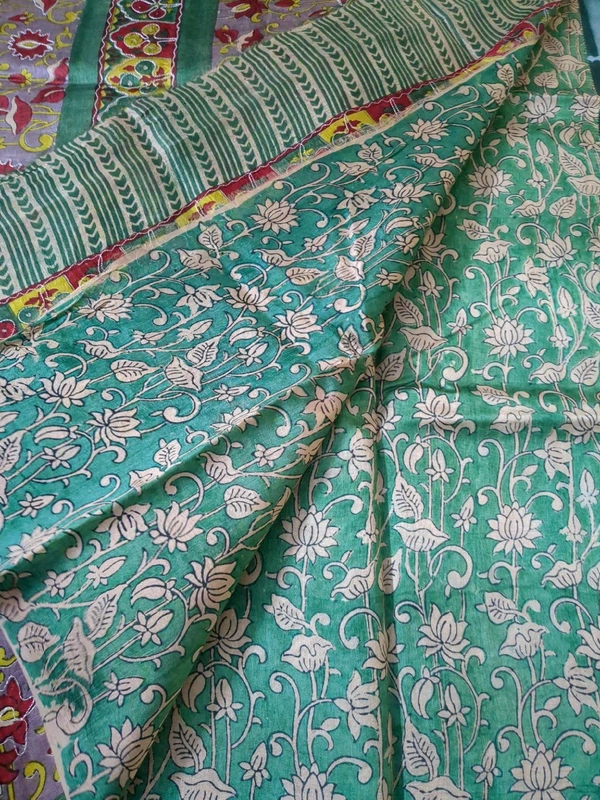 Pure Tusser Mango Designer - dark green