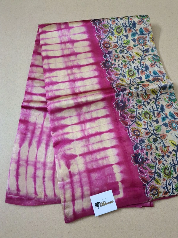 Pure Tusser Mango Designer - Pink Flamingo