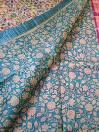 Pure Tusser Mango Designer - Pink Flamingo