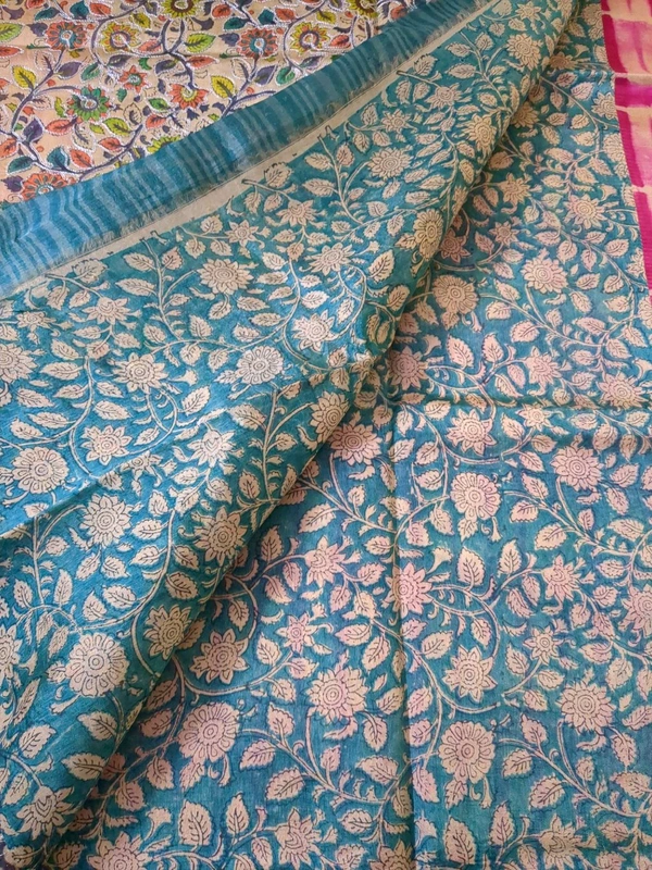 Pure Tusser Mango Designer - Pink Flamingo
