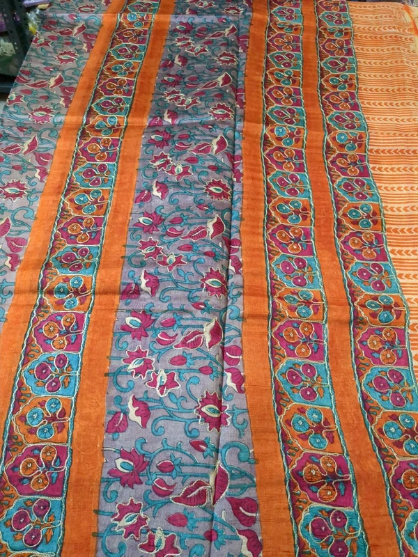 Pure Tusser Mango Designer - orange