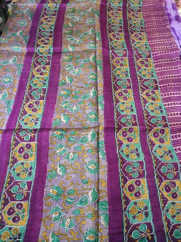 Pure Tusser Mango Designer - Pigment Indigo