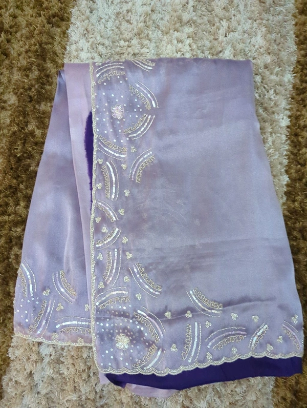 Georgette Tissue With Maggam Work - purple
