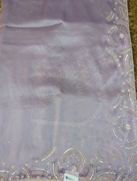 Georgette Tissue With Maggam Work - purple