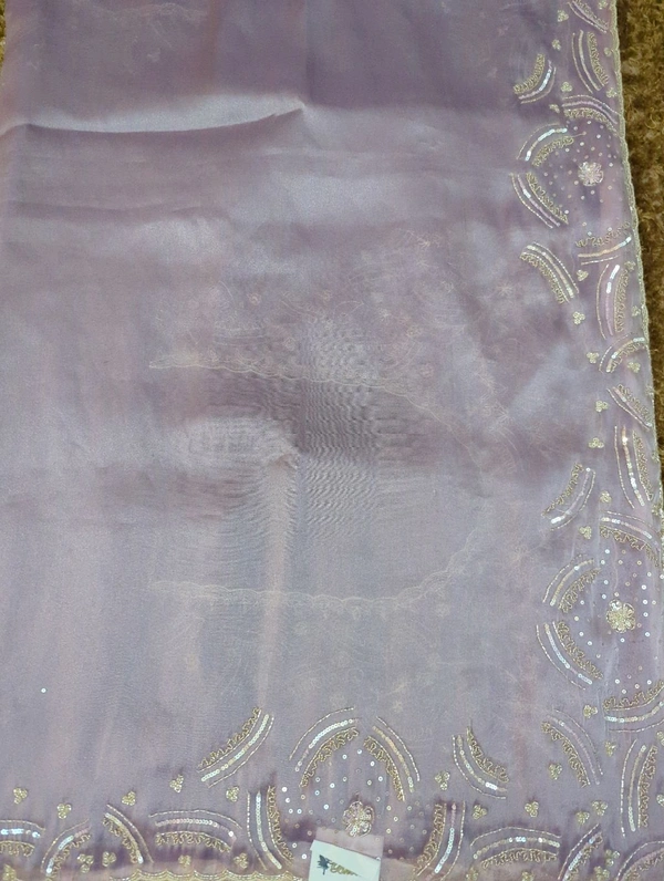 Georgette Tissue With Maggam Work - purple