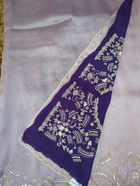 Georgette Tissue With Maggam Work - purple