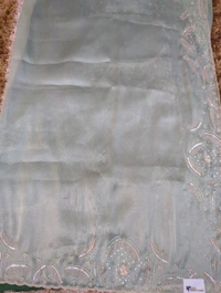 Georgette Tissue With Maggam Work - Jungle Mist