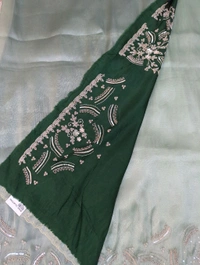 Georgette Tissue With Maggam Work - Jungle Mist