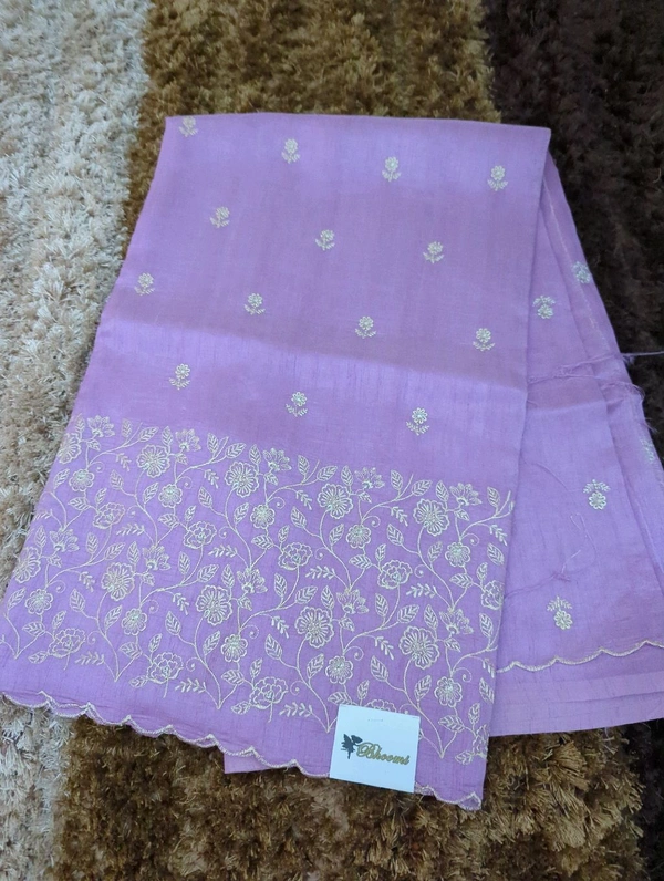 Tusser Embroidery  - Blue Chalk
