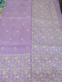 Tusser Embroidery  - Blue Chalk