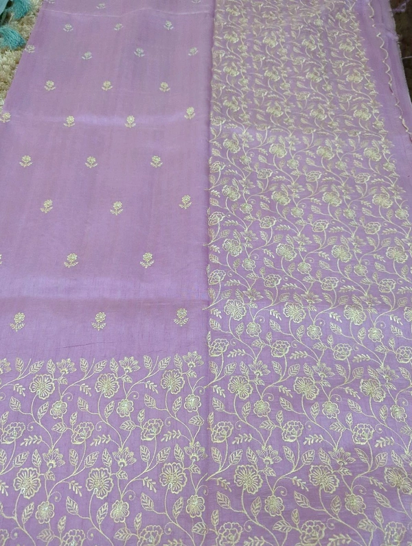 Tusser Embroidery  - Blue Chalk