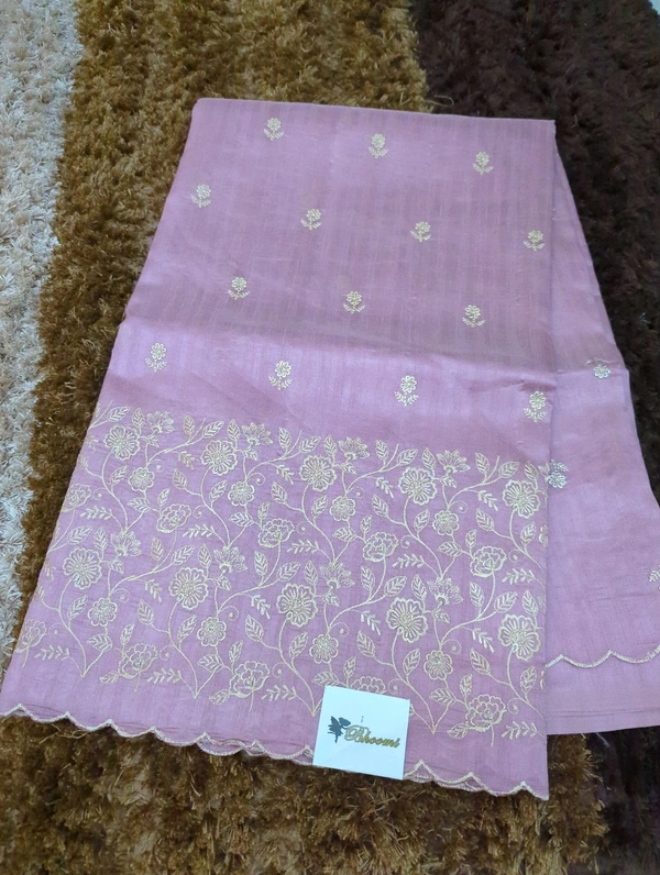 Tusser Embroidery  - Pink Lace