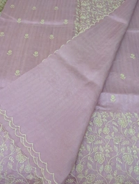Tusser Embroidery  - Pink Lace