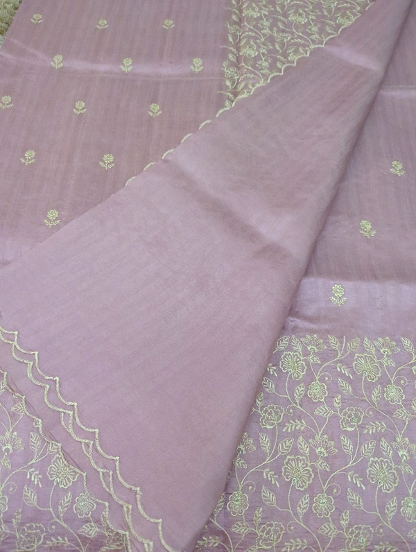 Tusser Embroidery  - Pink Lace