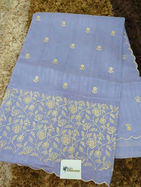 Tusser Embroidery  - Periwinkle
