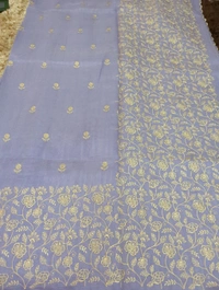 Tusser Embroidery  - Periwinkle