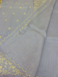 Tusser Embroidery  - Periwinkle