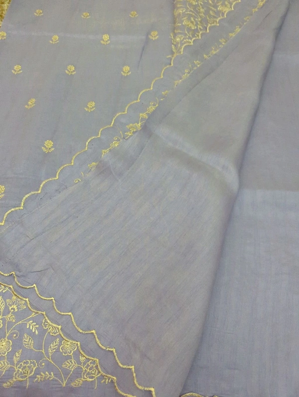 Tusser Embroidery  - Periwinkle