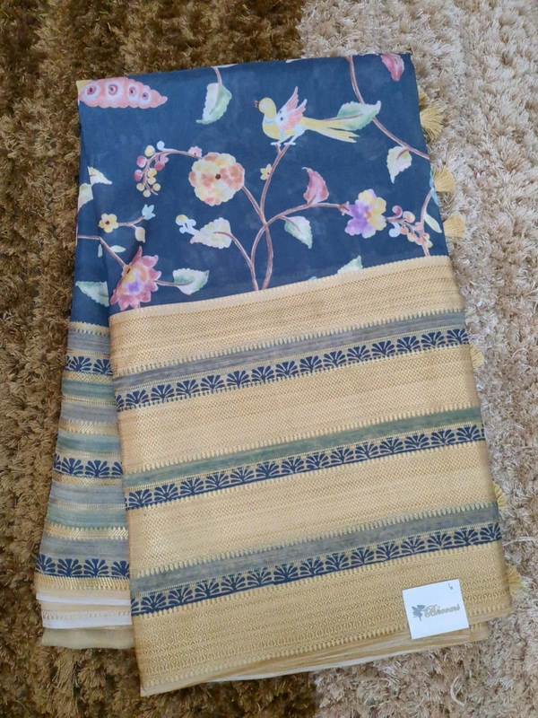 Mysore Crepe Designer  - Blue 6