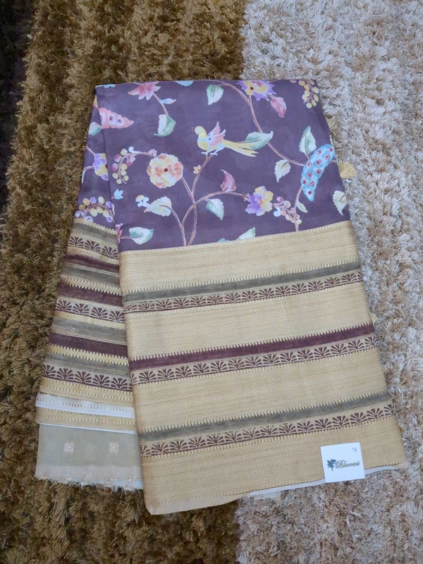 Mysore Crepe Designer  - Purple 7