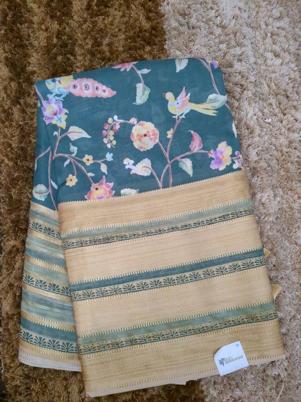 Mysore Crepe Designer  - Teal 10