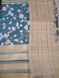 Mysore Crepe Designer  - Teal 10