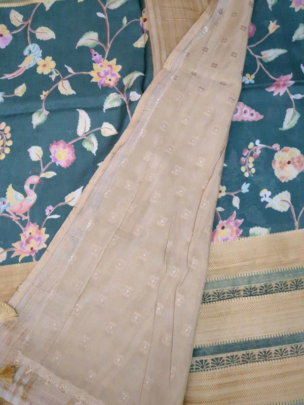 Mysore Crepe Designer  - Teal 10