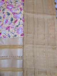 Mysore Crepe Designer  - Yellow Orange 1