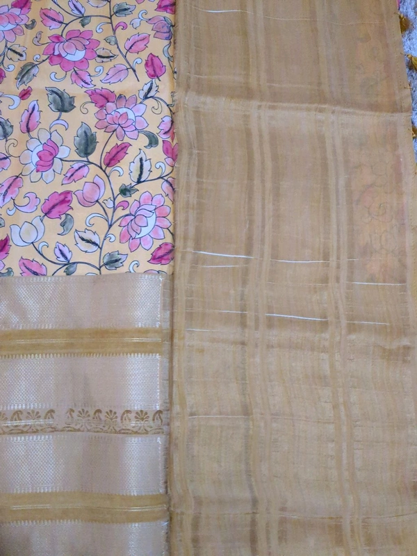 Mysore Crepe Designer  - Yellow Orange 1