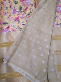 Mysore Crepe Designer  - Yellow Orange 1