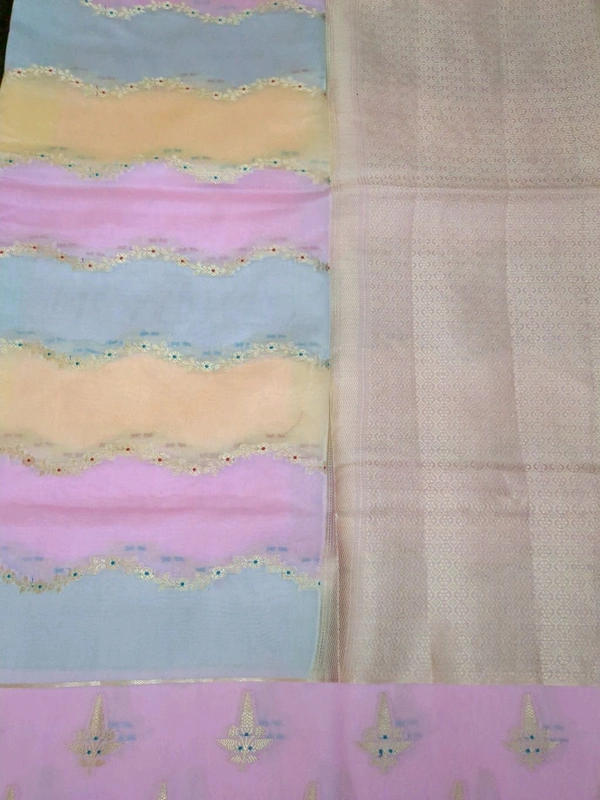 Georgette Organza  - Pink Lace