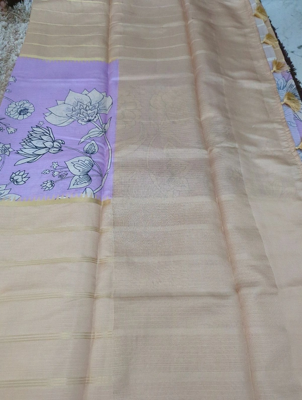 Silk Kota Designer  - Bone