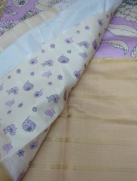 Silk Kota Designer  - Bone