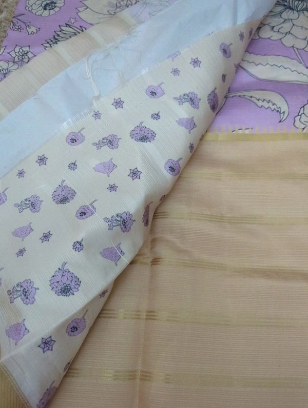 Silk Kota Designer  - Bone