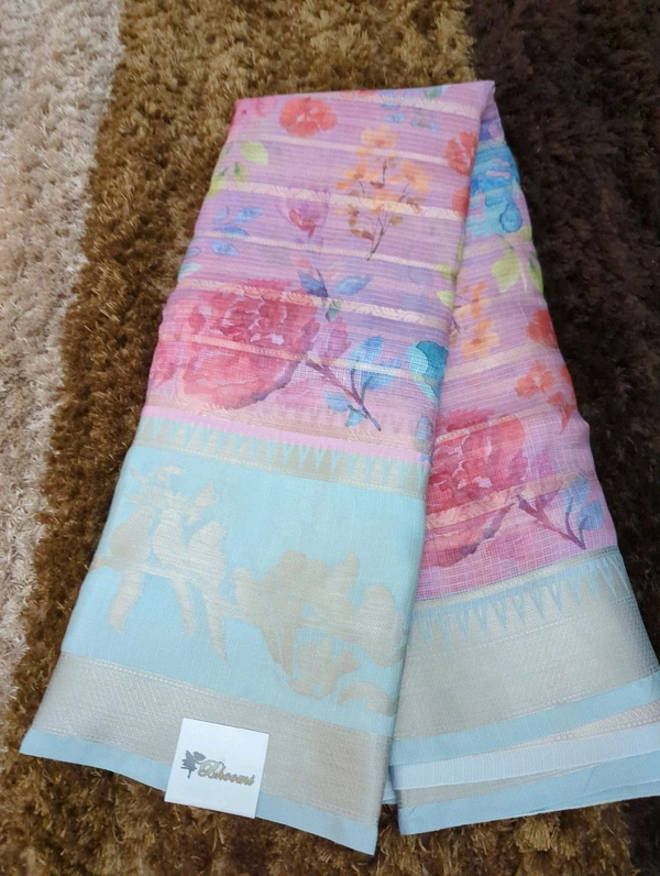 Silk Kota Designer  - sky blue
