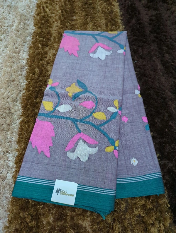 Handloom Cotton Jamdhani - Gray