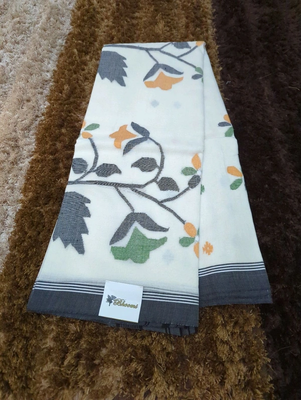 Handloom Cotton Jamdhani - White and black