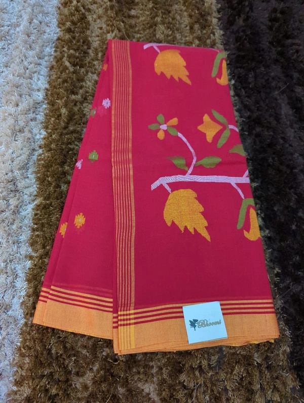 Handloom Cotton Jamdhani - Red