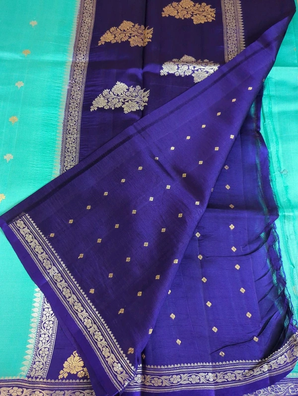 Pure Handloom Raw Mango  - sky blue