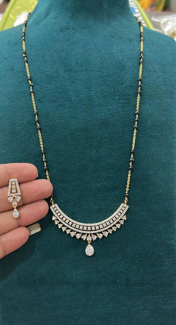 Black Diamonds With Diamond Copy Pendent  - 28 Inches, Vz
